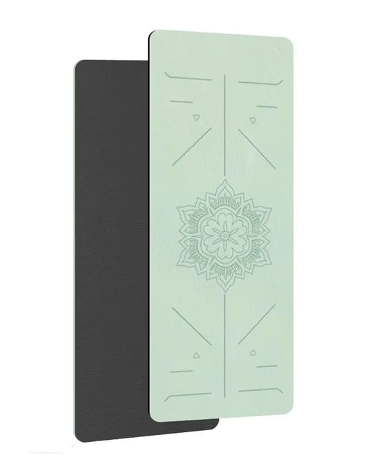 Tapis antidérapant vert avec ligne de guidage ZenGrip pour yoga et pilate