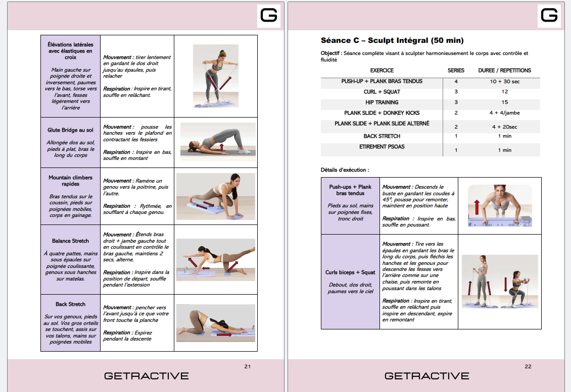 Exploite fonctionnalités Programme planche de fitness - FitBoard Pro - Getractive