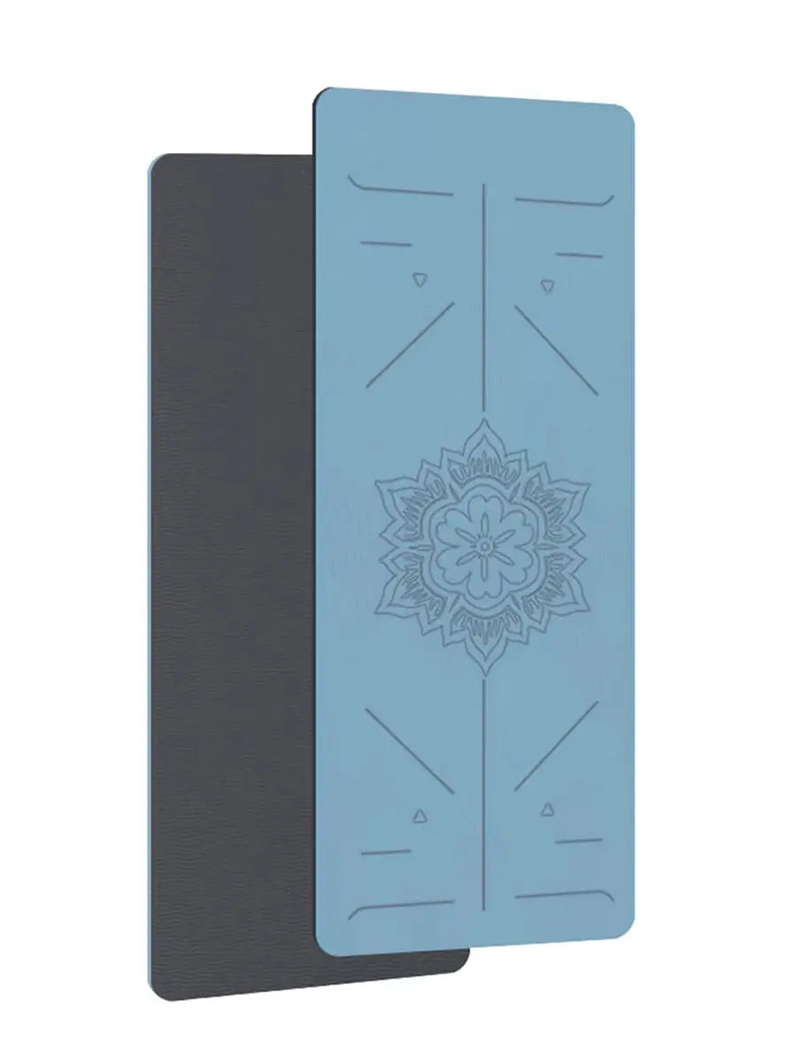 Tapis antidérapant bleu avec ligne de guidage ZenGrip pour yoga et pilate