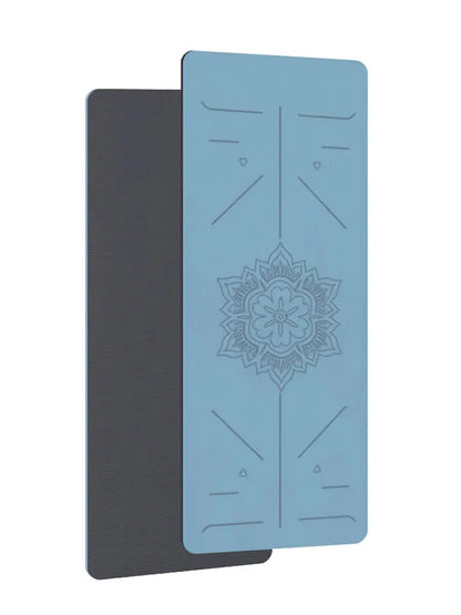 Tapis antidérapant bleu avec ligne de guidage ZenGrip pour yoga et pilate