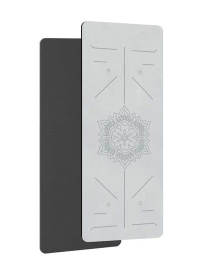 Tapis antidérapant gris avec ligne de guidage ZenGrip pour yoga et pilates