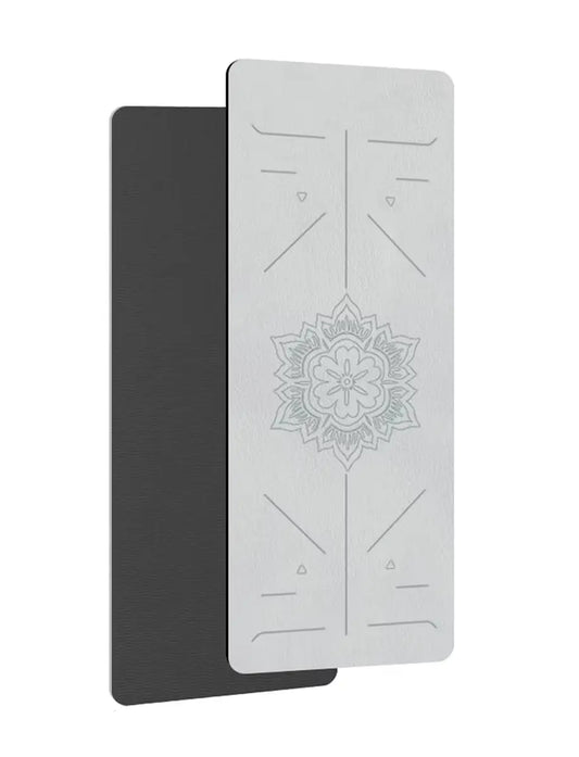 Tapis antidérapant gris avec ligne de guidage ZenGrip pour yoga et pilates