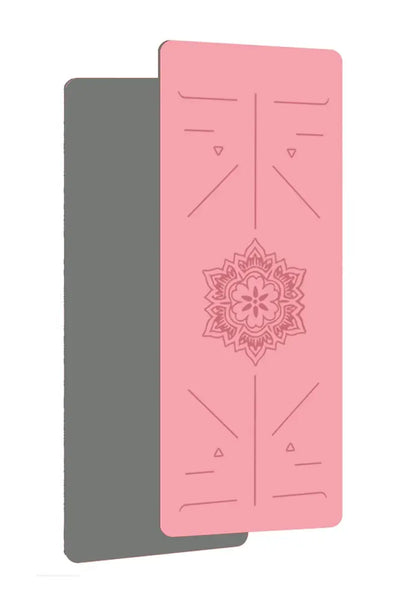 Tapis antidérapant rose avec ligne de guidage ZenGrip pour yoga et pilate
